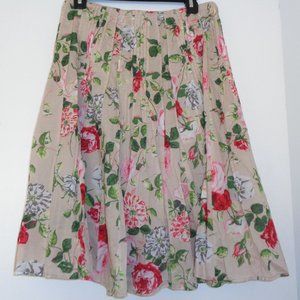 CAbi Tan Floral Rose Skirt